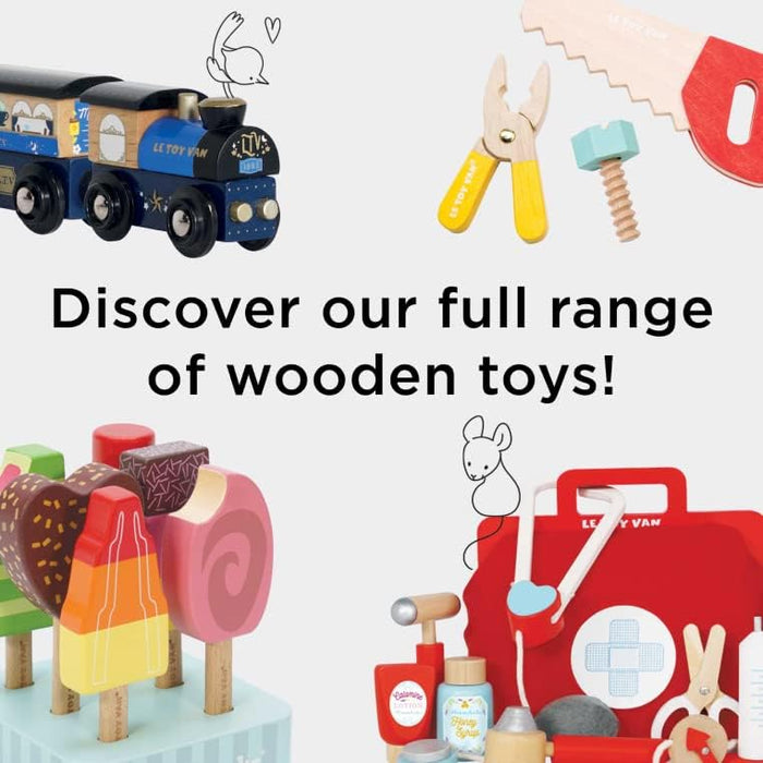 Le Toy Van - junior Wooden Groceries & Scanner Play Set  Pretend Supermarket Shopping Experience