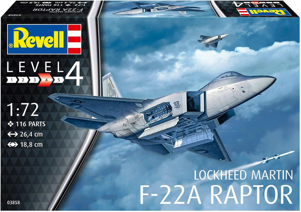Revell 03858 Lockheed Martin F-22A Raptor 1:72 Scale Model Kit D