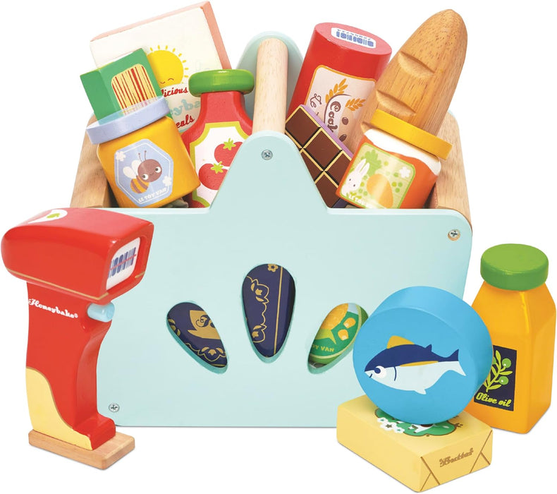 Le Toy Van - junior Wooden Groceries & Scanner Play Set  Pretend Supermarket Shopping Experience