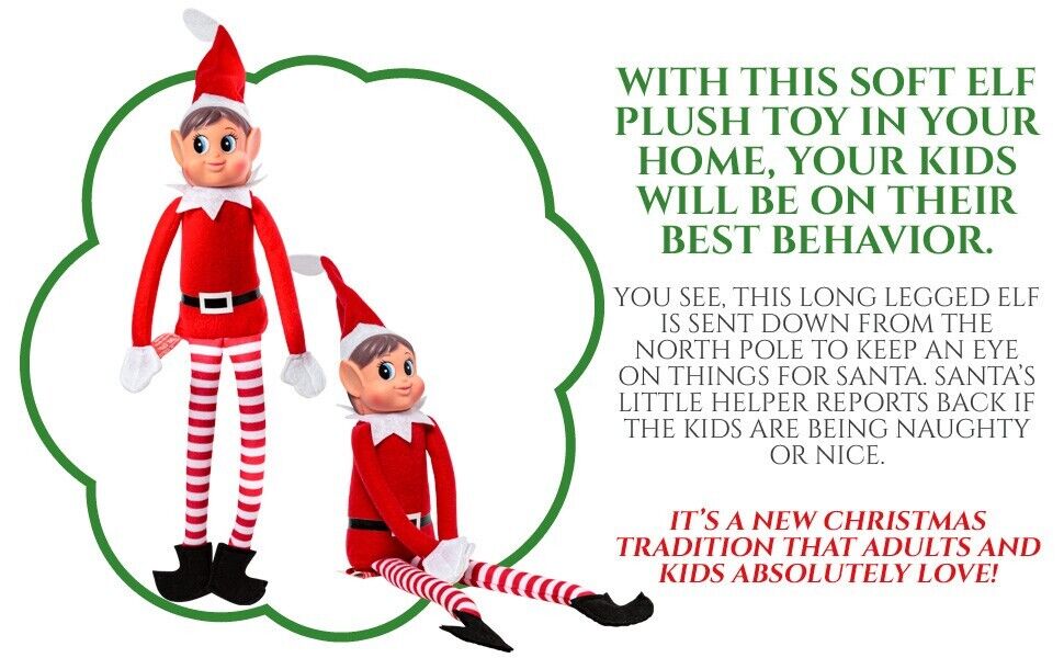 Christmas Elf Behaving Badly Plush Toy | Elfette Novelty Long Bendy Naughty  Girl Christmas Doll | 12 Inches